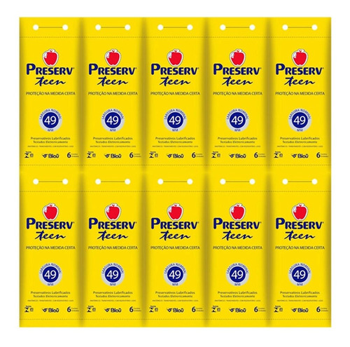 Kit 10x6 Preserv Teen Preservativos (60 Camisinhas)