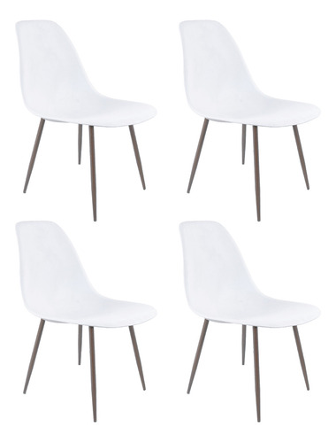 Set X4 Sillas Roma Niviko Eames Tulip Color De La Estructura Marrón Oscuro Color Del Asiento Blanco