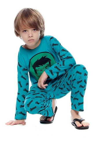 Kit 2 Pijama Infantil Heróis Inverno Manga Comprida Algodão