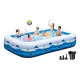 Piscina Inflable Grande Con Bomba, Piscina Familiar De 130 .