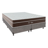 Cama + Box Queen Size Cinza Colchão New Aspen Comfort Prime