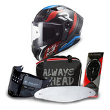 Casco Ls2 Ff805 Thunder C Carbon Supra, Azul Y Rojo, Talla L-g 59-60