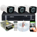 Kit 3 Câmeras Segurança Eletrônica Hd Dvr Intelbras 4ch S/hd