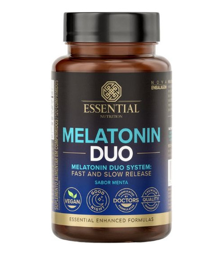 Melatonina Duo Sublingual 120caps Essential Nutrition Vegan