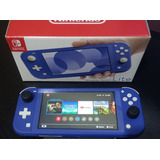 Nintendo Switch Lite 32gb Standard Cor  Azul - Cabo Uk Com Película Aplicada Capa Protetora E Cartão De Memoria De 128 Gb Incluso + Grips De Proteção
