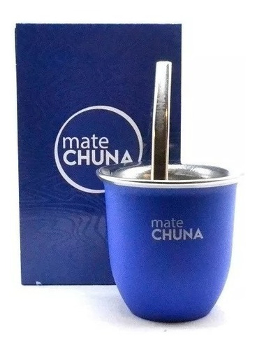 Mate Acero Chuna Doble Capa Termico Con Bombilla Y Caja Rega