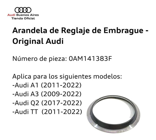 Arandela/retn De Reglaje De Embrague Audi A1 2019 Al 2021 Foto 2