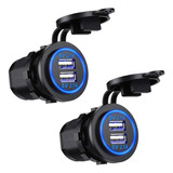 Cargador 12v Usb Dual Cargador De Coche 2.1a-luz Azul