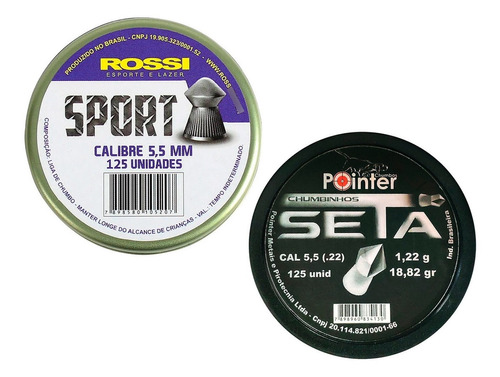 Kit Balas 5.5mm .22 Tipo De Fogo 02cx Rossi E Seta Philips