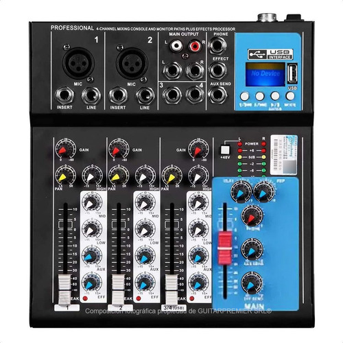 Consola Mixer Usb Bluetooth Portatil Interfase Grabacion 5ch