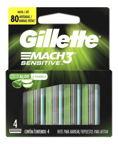 Carga Gillette Mach3 Sensitive- 4 Unidades