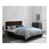 Mueble Nick Queen Size Suede Chocolate Cama Bases Box Mueble