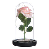 Cúpula Vidrio Rosa Led Flores Artificiales Rosa Eterna Led  