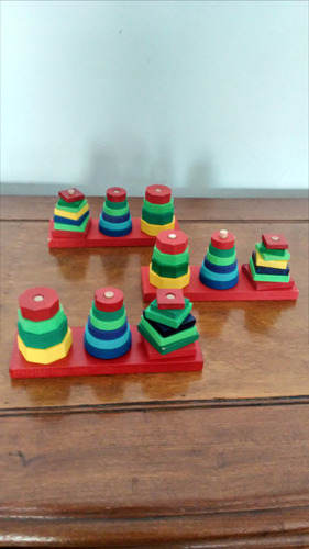 Juego De Encastre Piezas Madera Coloridas Para Niños   