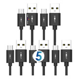 Paq. 5pz Cable Microusb 1m Carga Rápida Datos Usb Unlock