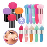 Set 3 Esponja Facial Para Maquillaje Brocha Mango Colores F