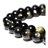 Pulsera De Obsidiana Dorada 10mm.