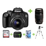 Camara Canon Eos 4000d-t100+18-55+75-300+16gb+bolso+kit+trip