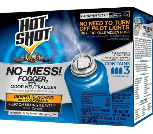 Hot Shot Fogger No Mess Mata Insectos  (3 Latas)