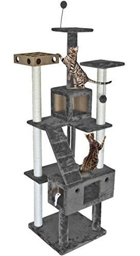 Torre Casa Rascador Para Gato Furhav 1.76m Gris Obscuro Tm