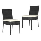 Sillas De Comedor De Jardín 2 Piezas Poly Rattan Negro