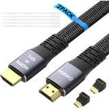 Cable Hdmi Plano (paquete 2, 6 Pies + 6 Pies), Cable Hdmi 3d