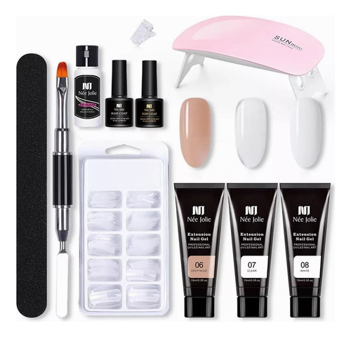 Kit De Polygel Completo De Uñas Con Lámpara Uv 11pcs