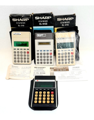 Lote 4 Calculadoras Vintage Sharp Led 1970's En Cajas 