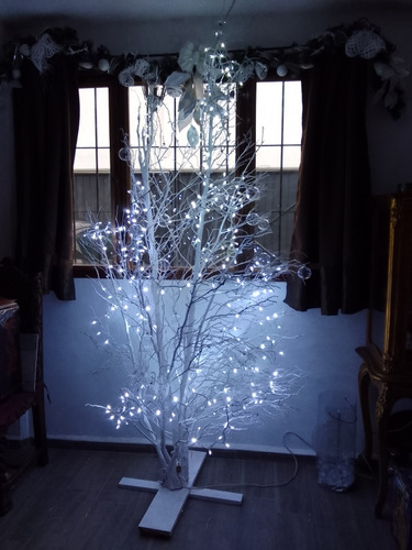 Árbol Navidad Natural Seco Blanco Series Esferas Transparent