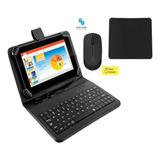 Capa Preta Com Teclado + Mouse Bluetooth Para Tablet 7 A 8 P