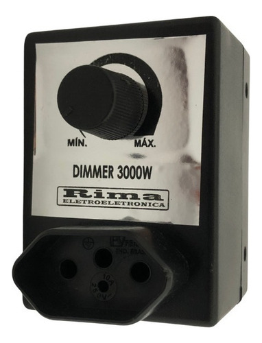 Dimmer Controlador Bivolt Com Tomada Dimer Preto Rima 621 - 3000w 110v/220v