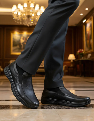 Mocasín Zapatos Hombre Vestir Suaves Pazstor 5102 Piel Negro