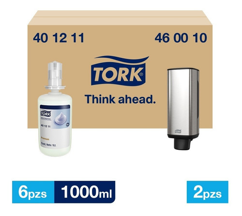 Tork Dispensador Inox + Jabón Espuma Prem 6 Envase / 1000ml 