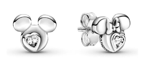 Aretes Pandora Con Silueta Mickey  Minnie Mouse De Disney