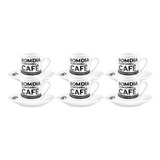 Jogo Xícaras De Café Com Pires Porcelana 12 Peças 80ml