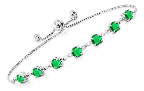 Gem Stone King Pulsera De Tenis De Esmeralda Simulada Verde 