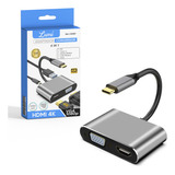 Adaptador Hub 4 Em 1 Tipo-c Para Hdmi,vga Usb 3.0 Pd Compacto 4k 1080p Lumi