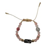 Pulsera De Turmalina, Cuarzo Rosa, San Benito Y Ojo Turco