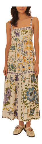 Vestido Farm Longo Estampado Jardim Encantado