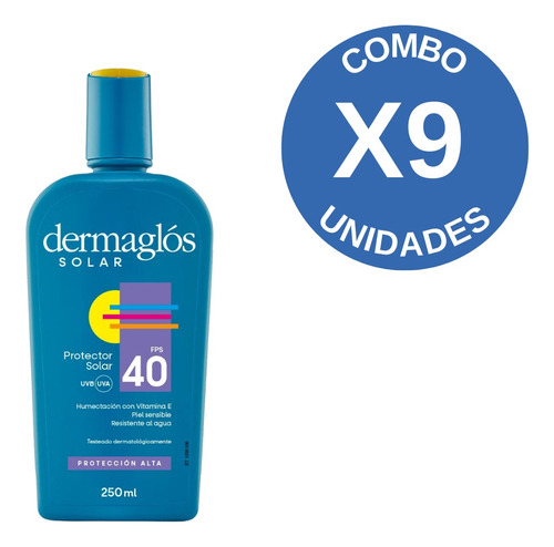 Combo X 9 Dermaglos Protector Solar Fps 40 Emulsión X 250 Ml