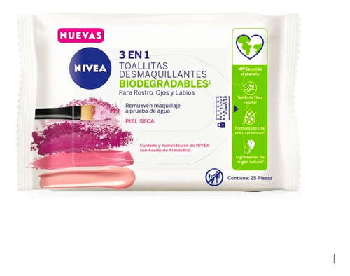 Toallitas Desmaquillantes 3 En 1 Piel Seca 25u Nivea