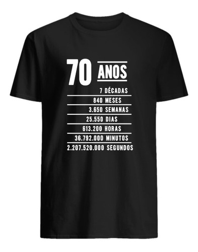 Presente Aniversário Descrição 70 Anos Camiseta Camisa