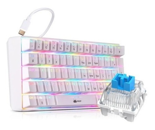 Teclado Mecanico Gamer Usb Pc Led Rgb Abnt2 60 Switch Blue