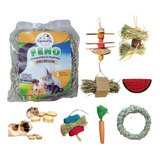 Kit Divertido 2kg De Feno + Brinquedo P/ Coelho E Porquinho