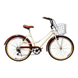 Bicicleta Aro 26 Feminina Retro Vintage Cestinha 6 Marchas