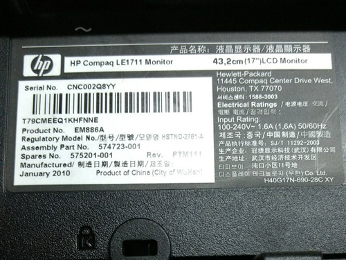 Fuente Monitor Hp Compaq Le1711