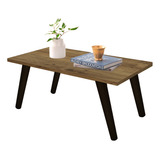 Mesa De Centro Sala - Pé Palito Preto - Estilo Madeira 65cm