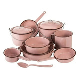 Batería De Cocina Cinsa Peltre De 11 Piezas Rosa Pétalo