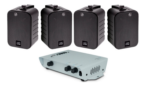 Kit Amplificador Bluetooth +4 Caixa Som Ambiente Sonorização