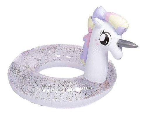 Flotador Unicornio Piscina Con Brillos 70cm Niños